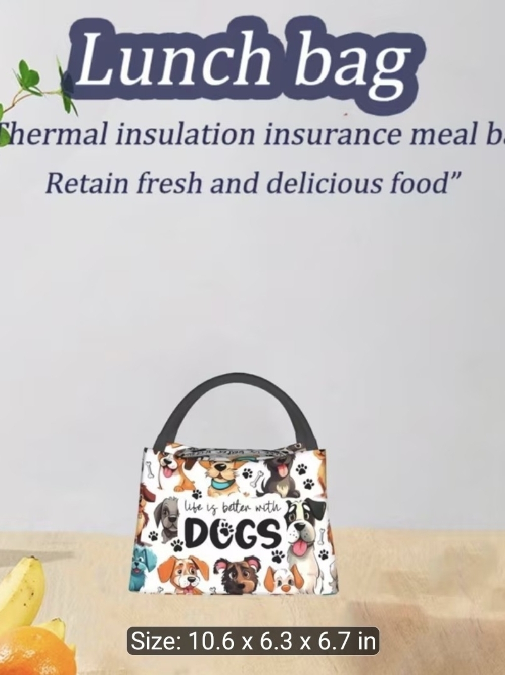 Life Is Better With Dogs Insulated Lunch Bag - White with Multicolor Dog Print
